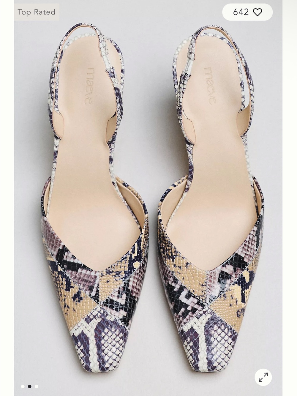 Maeve Square-Toe Slingback leather heels